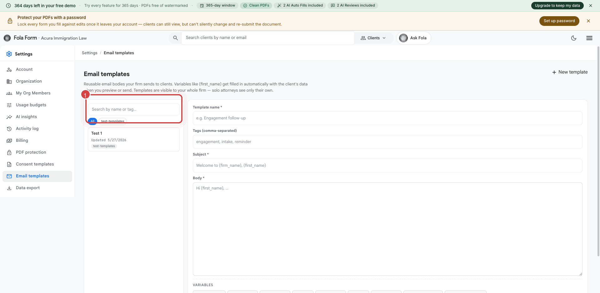 Email templates